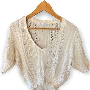 Zara holes knit blouse size Large